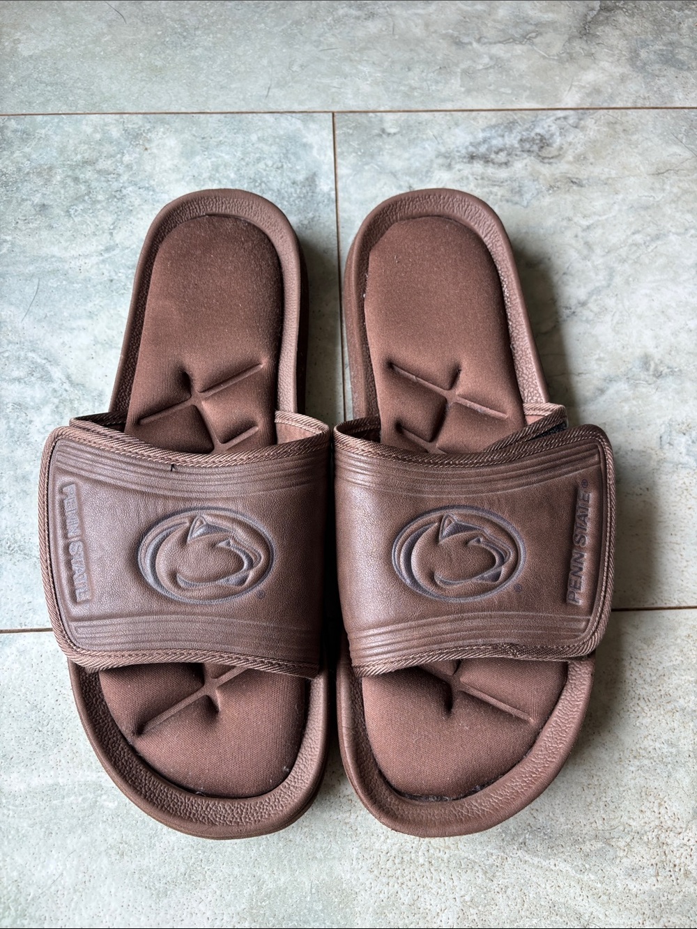 Leather memory sole PSU Slides for Men